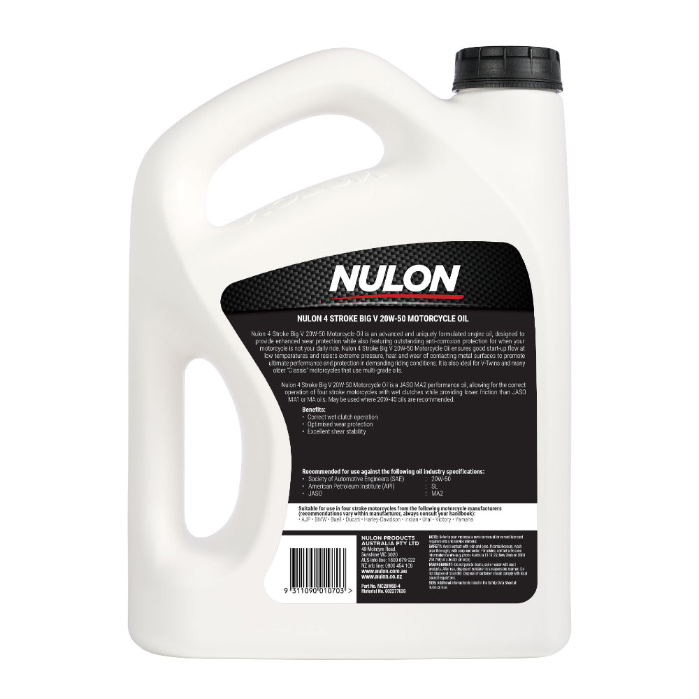 Nulon 20W-50 V-Twin Motorcycle Engine Oil 4L