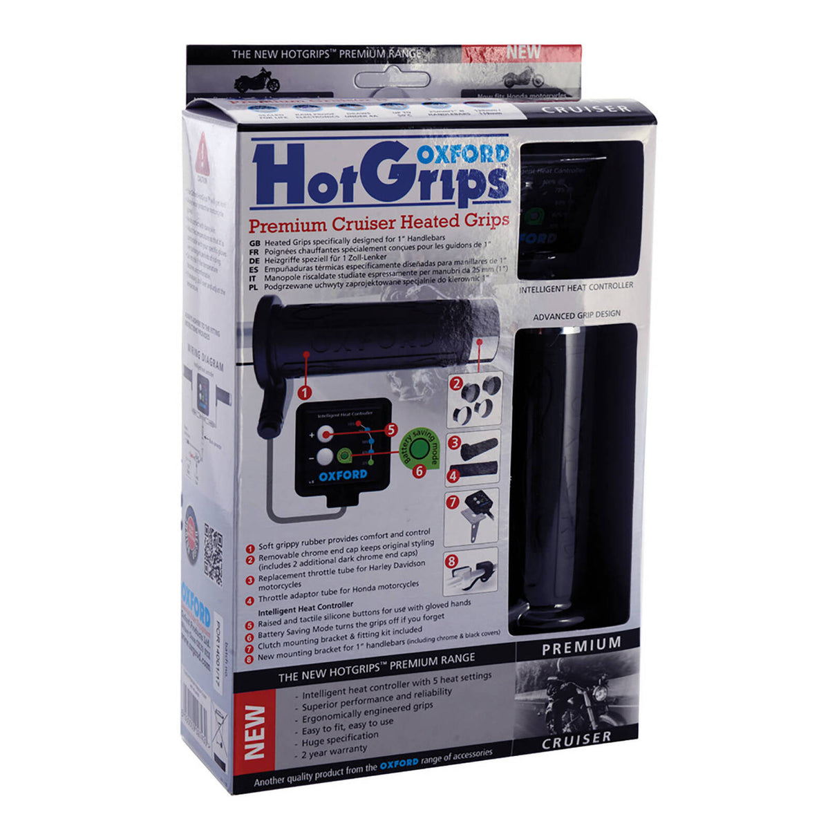 Oxford HotGrips®  Premium Cruiser (1inch Bar) with V8 Switch