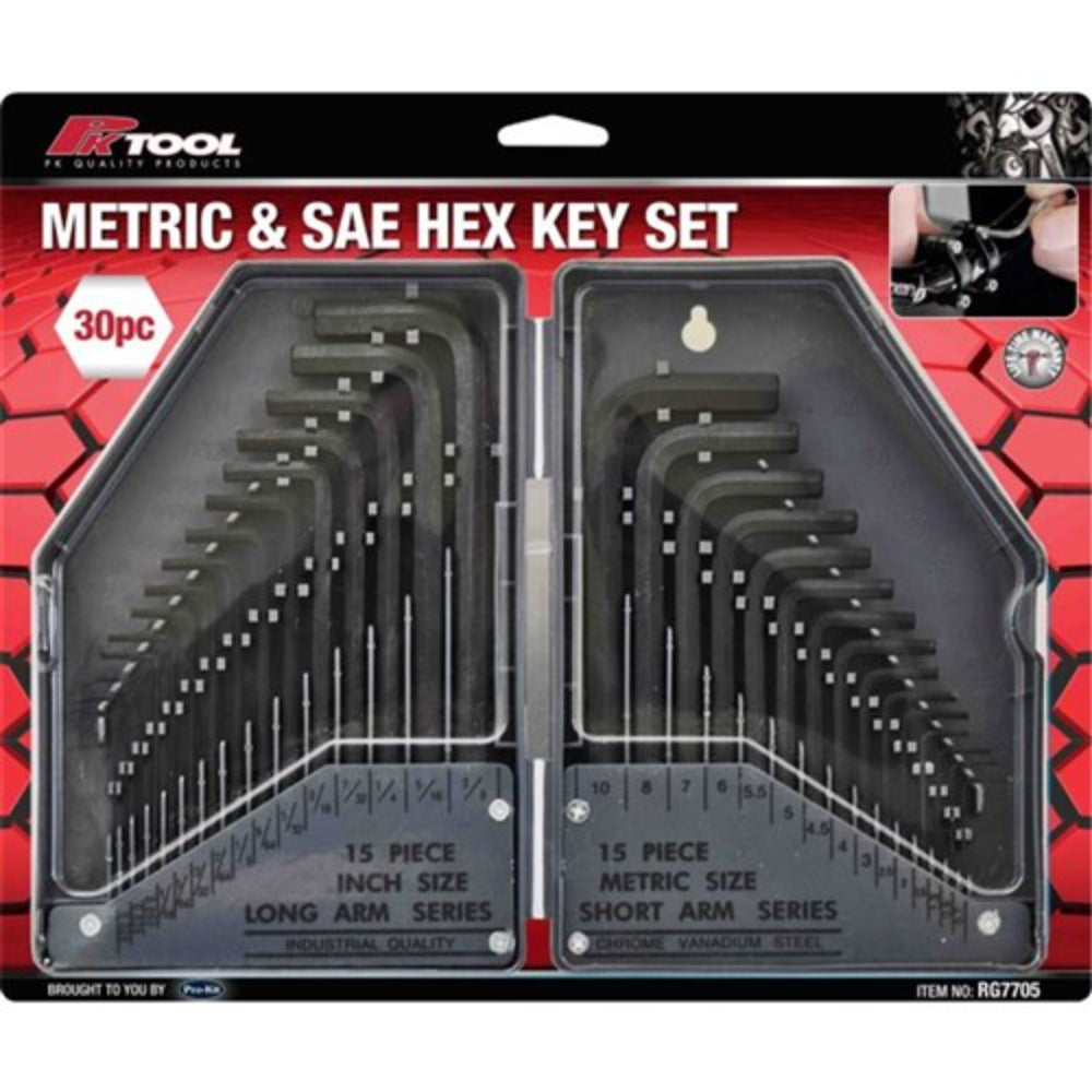 PK Tool Hex Key Set Metric & SAE 30pc