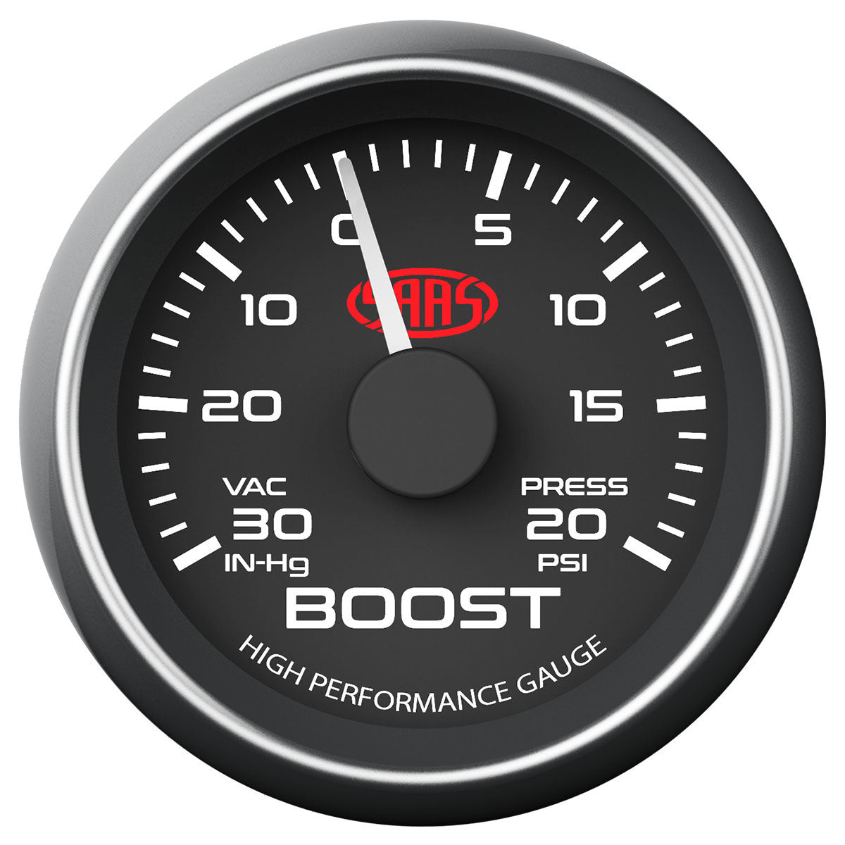 SAAS-Boost-Gauge-30Inhg-20Psi-52mm-Black-Muscle-Series-|-SG-TB52B