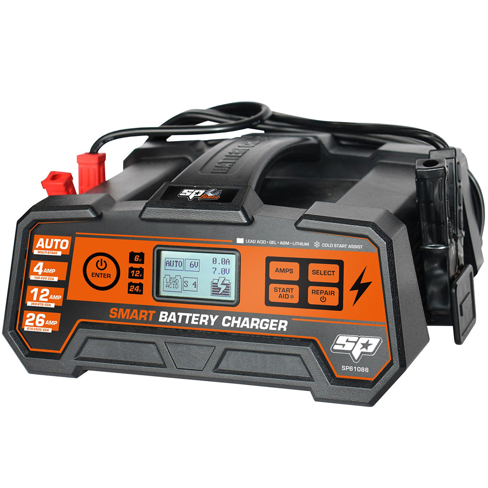 SP Tools Smart Battery Charger & Jump Starter 6v 12v & 24v 26A