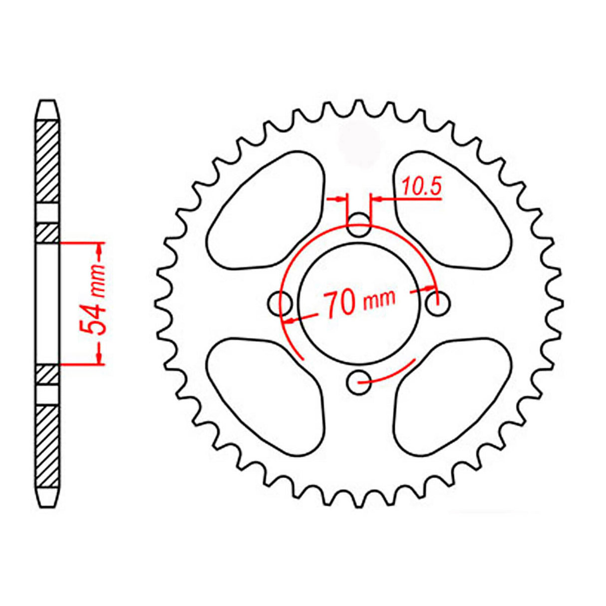 MTX 1206 Steel Rear Sprocket #428 (11-206)
