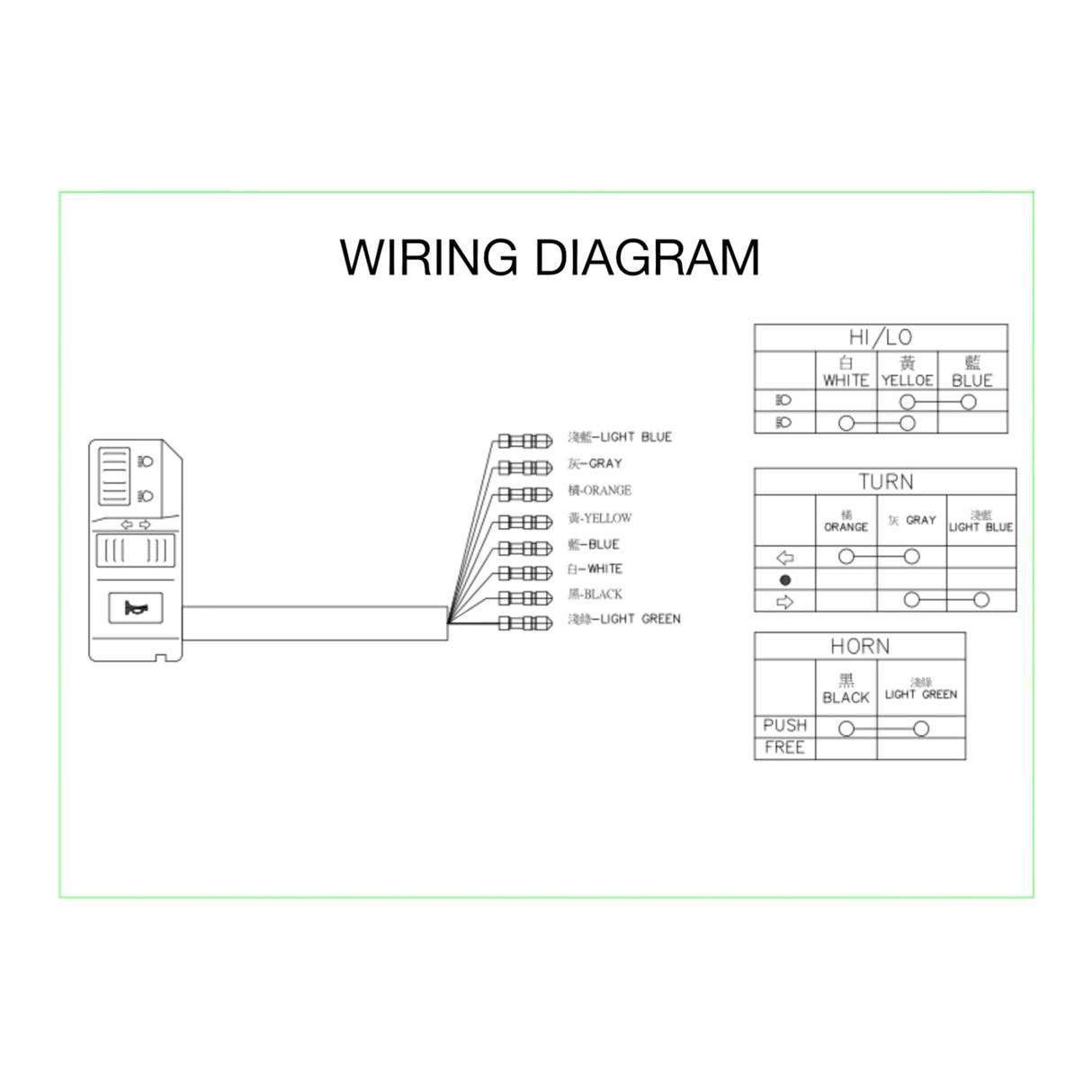 WHITES SWITCH HEADLAMP HIGH/LOW + HORN