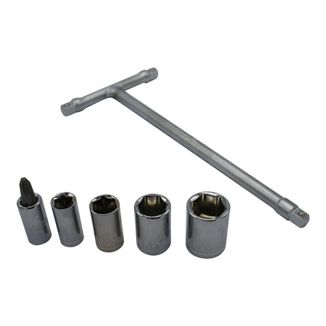 WHITES MINI T-HANDLE SOCKET SET 6/8/10/12/14MM +PHILLIPS#2