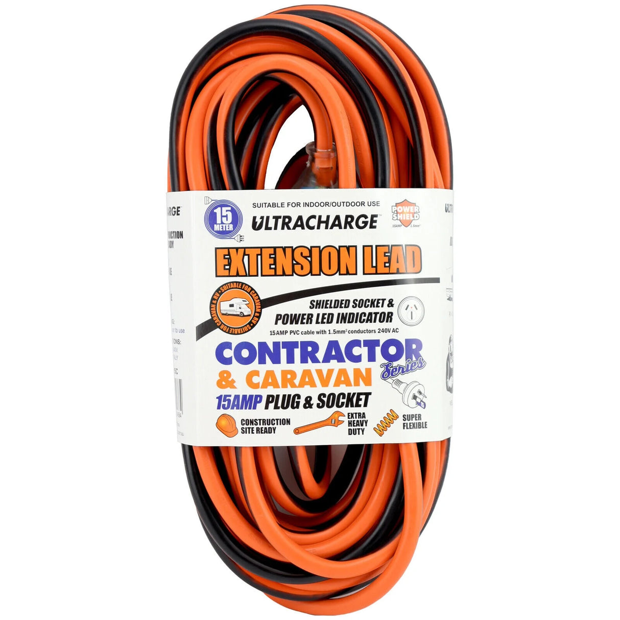 Ultracharge 15A Caravan Extension Lead 15m