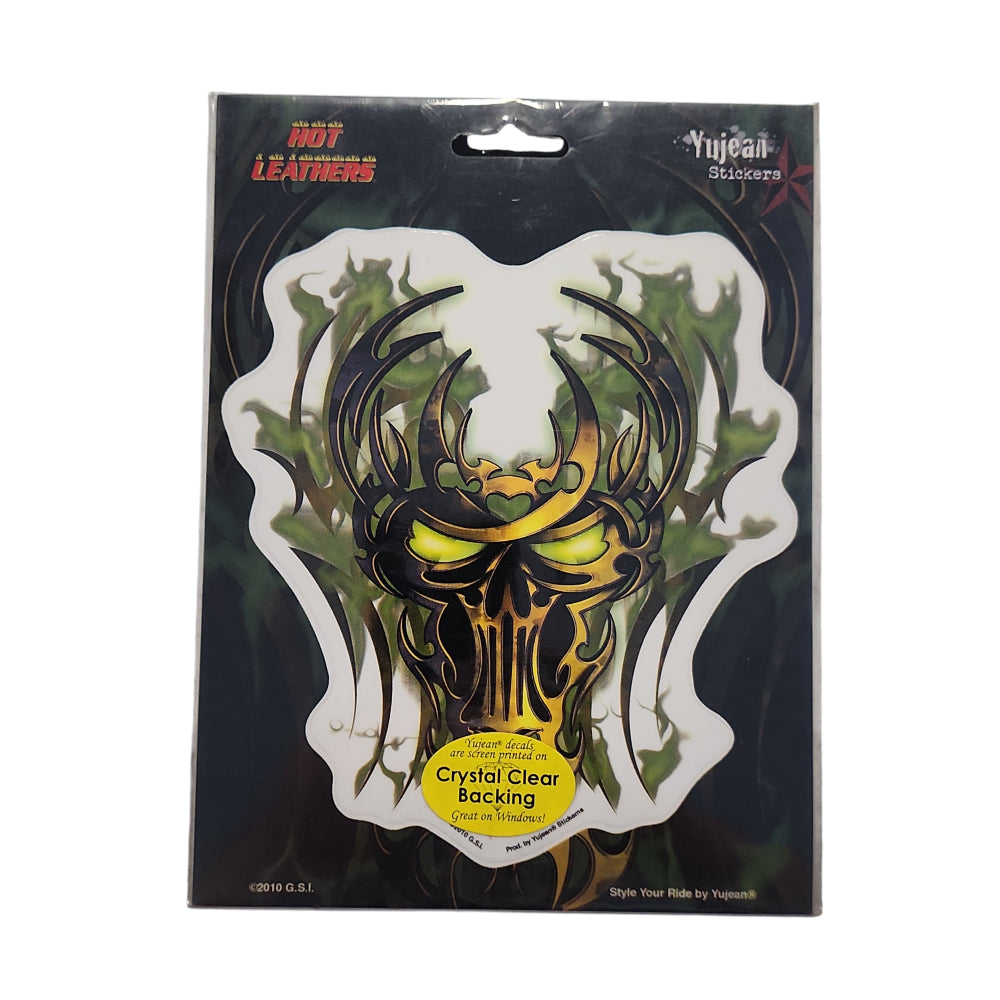 Green Biker Skull Premium Die Cut Sticker