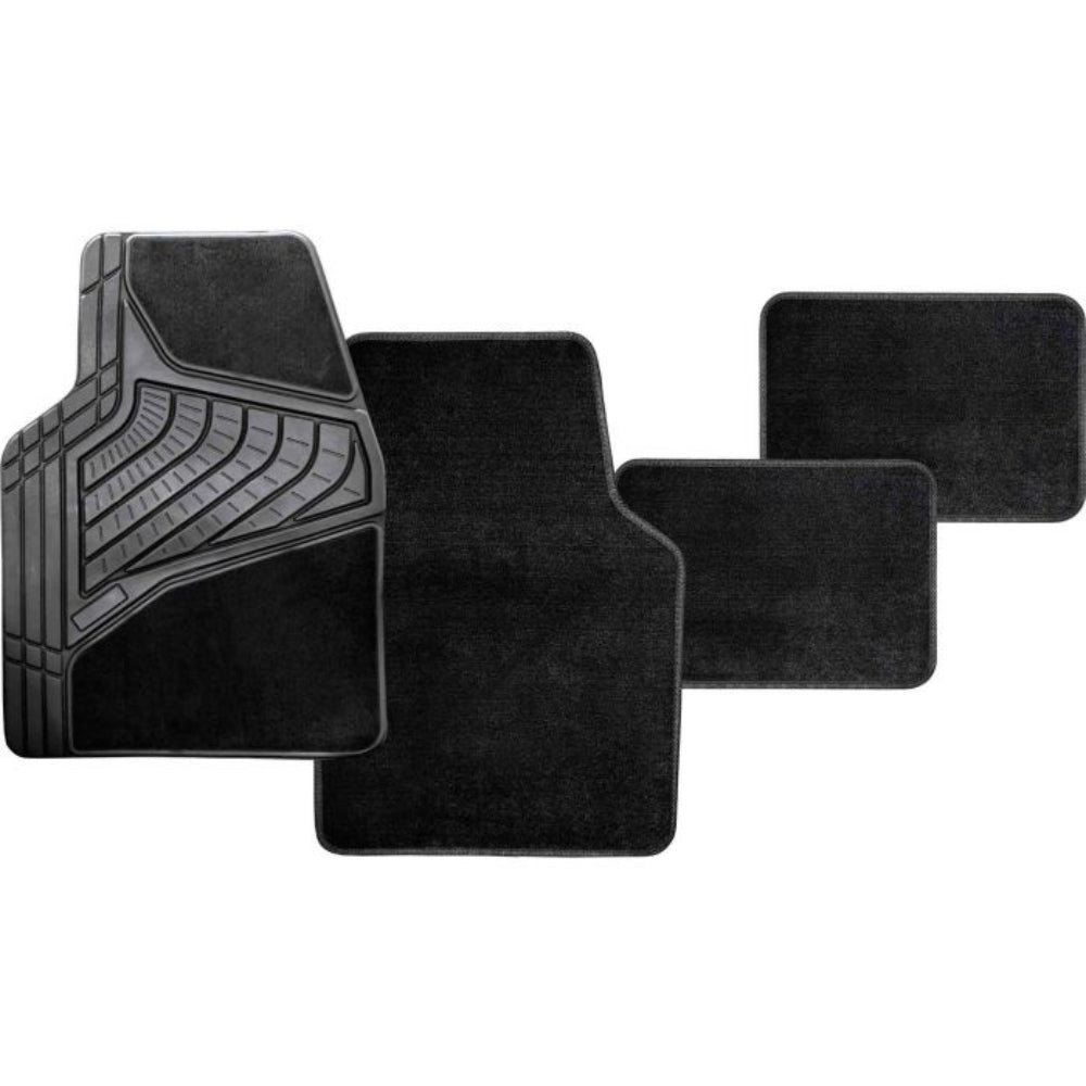 Carpet-&-Rubber-Floor-Mat-Set-Black-4pce---PC50107